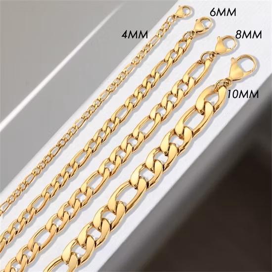 Bracciali a catena Figaro in acciaio inossidabile moda gioielli in oro 18 carati