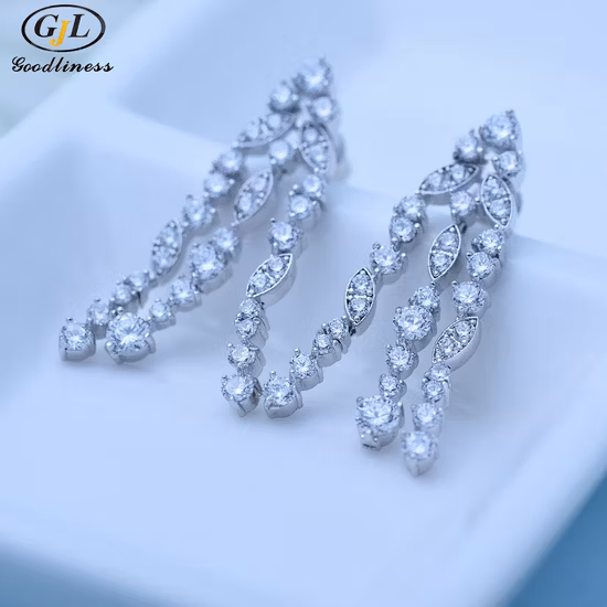 Orecchini con temperamento in zircone in ottone con nappa lunga alla moda per le donne