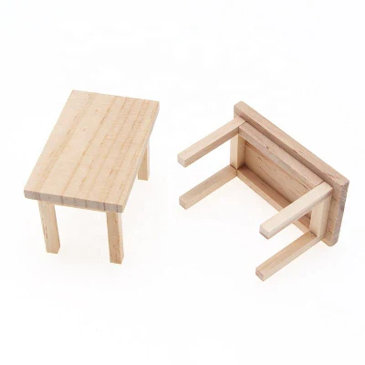 Modello di tavolo rettangolare in legno in miniatura per casa delle bambole, accessori per mobili fai-da-te