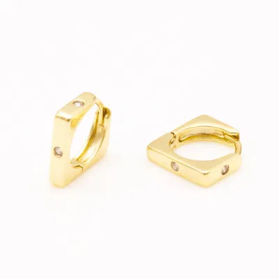 Commercio all'ingrosso personalizzato di gioielli con orecchini a cerchio quadrati in argento sterling CZ di moda oro personalizzato